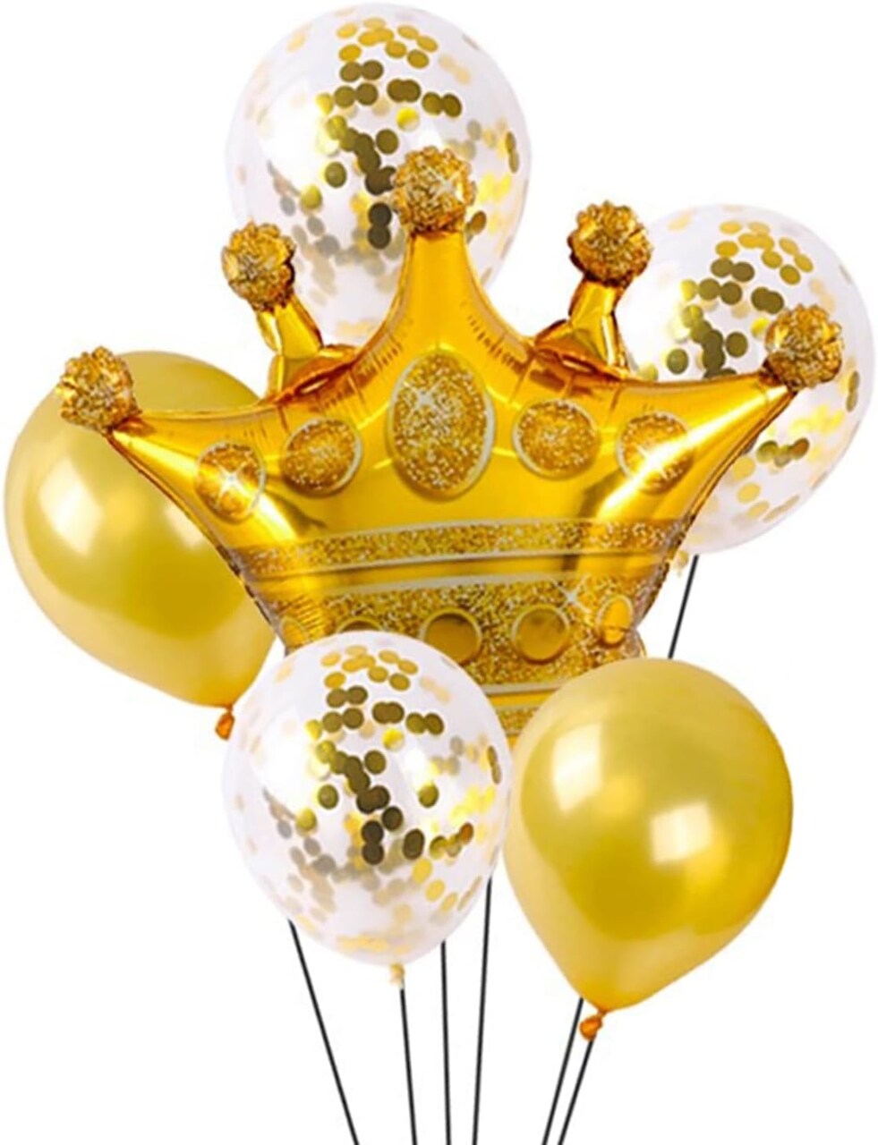 5 PCS Happy Birthday Five-pointed Star Gold Crown 1 Foil Balloons for Birthday Party